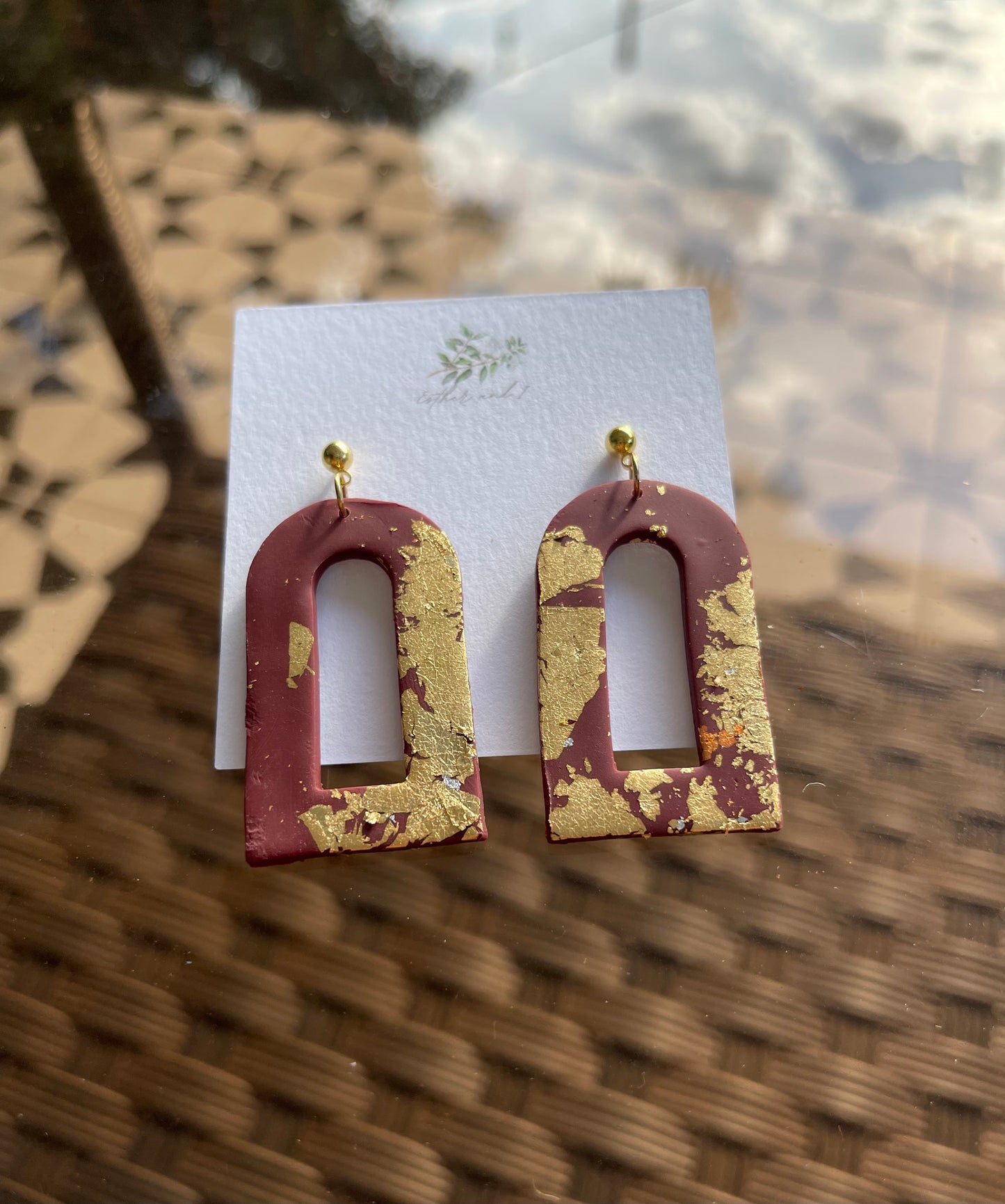 Gold leaf clay earring