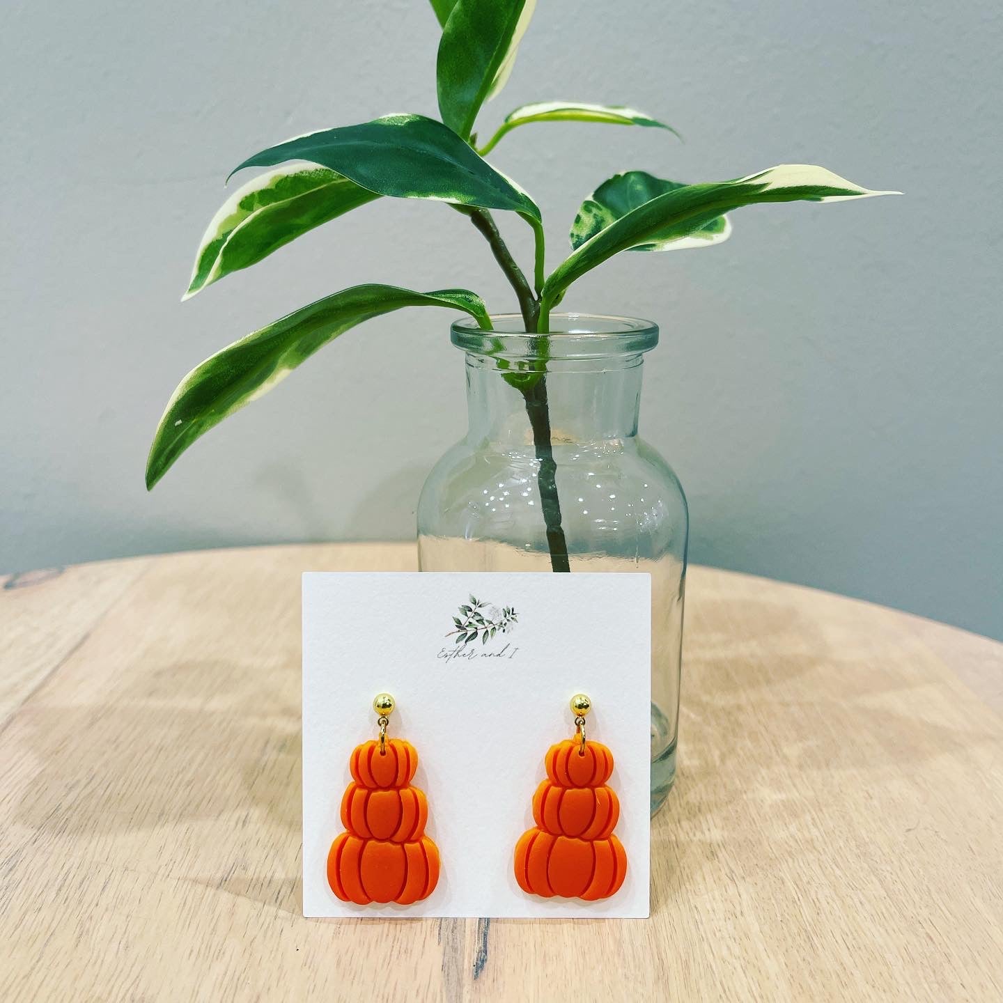 Pumpkin stack clay earrings