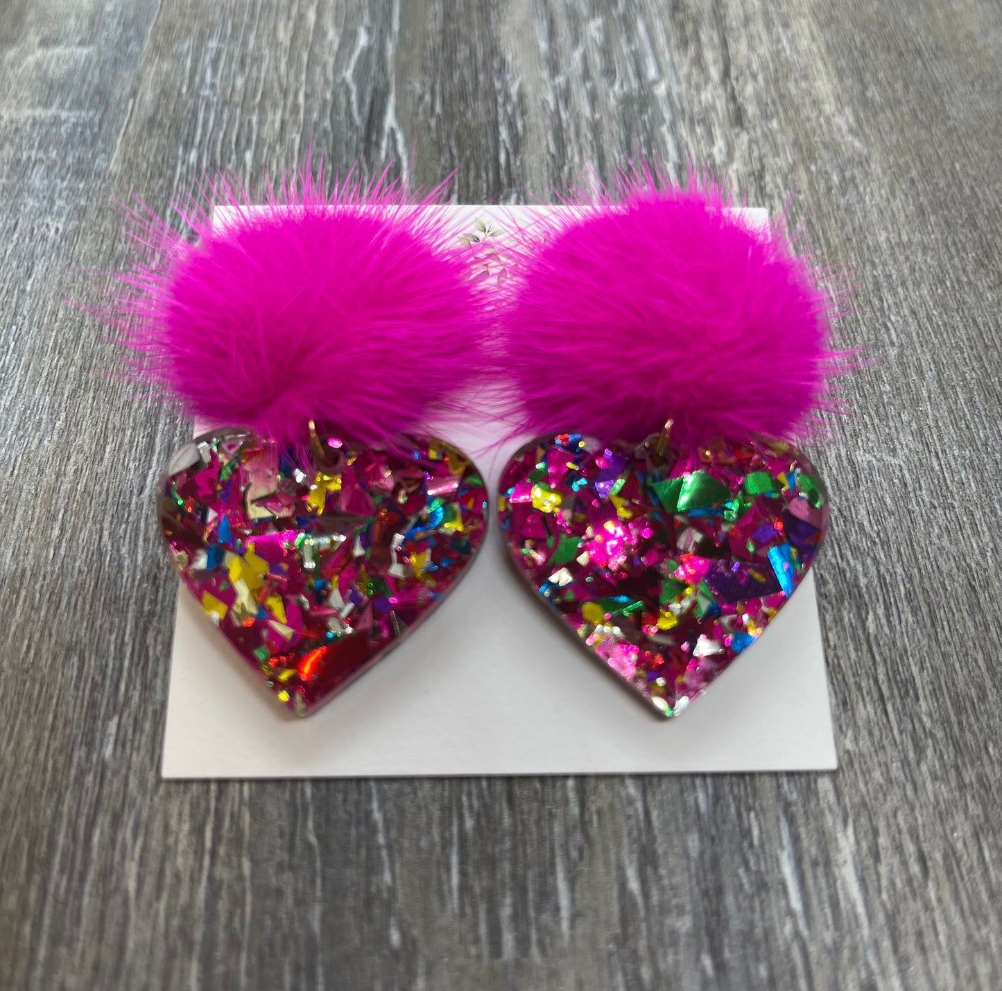 Pom Heart Earrings