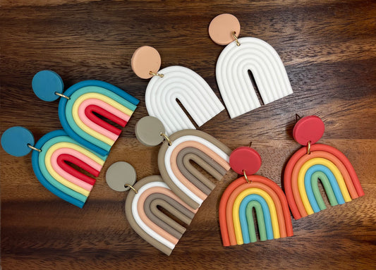 Clay polymer rainbow earrings