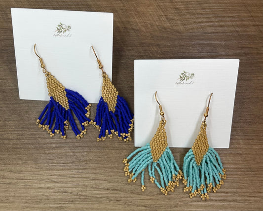 Multi Beaded Fringe Earrings