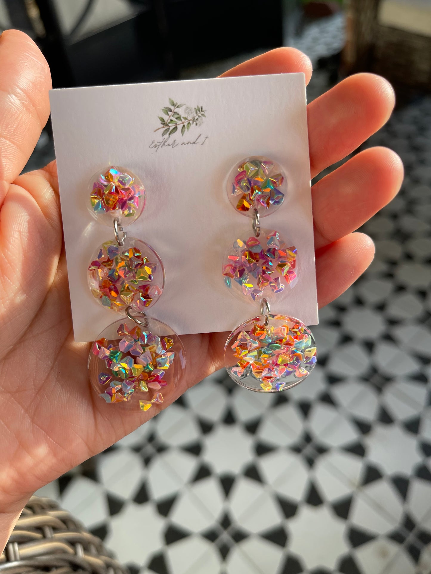 Sparkly resin earrings