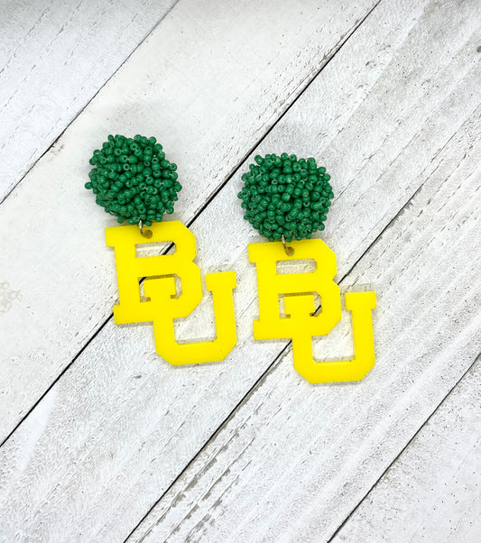 BAylor University Acrylic earrings