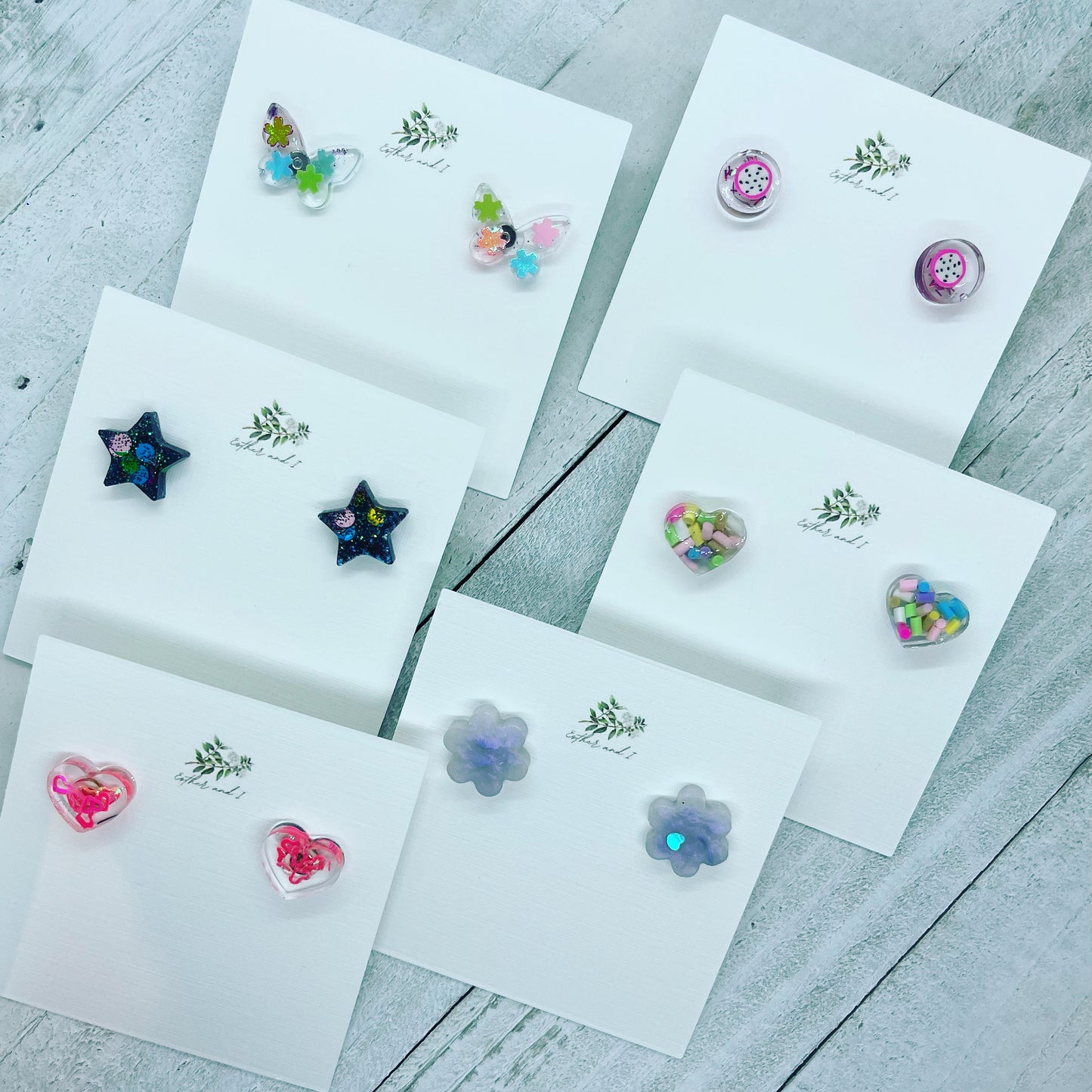 Handmade resin earring studs