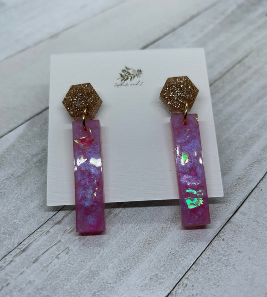 Resin dangle pink earrings