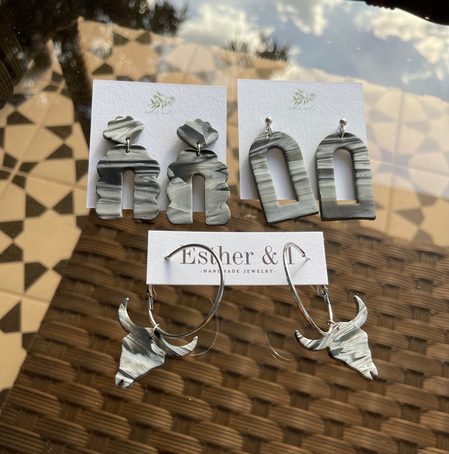 Gray clay earrings