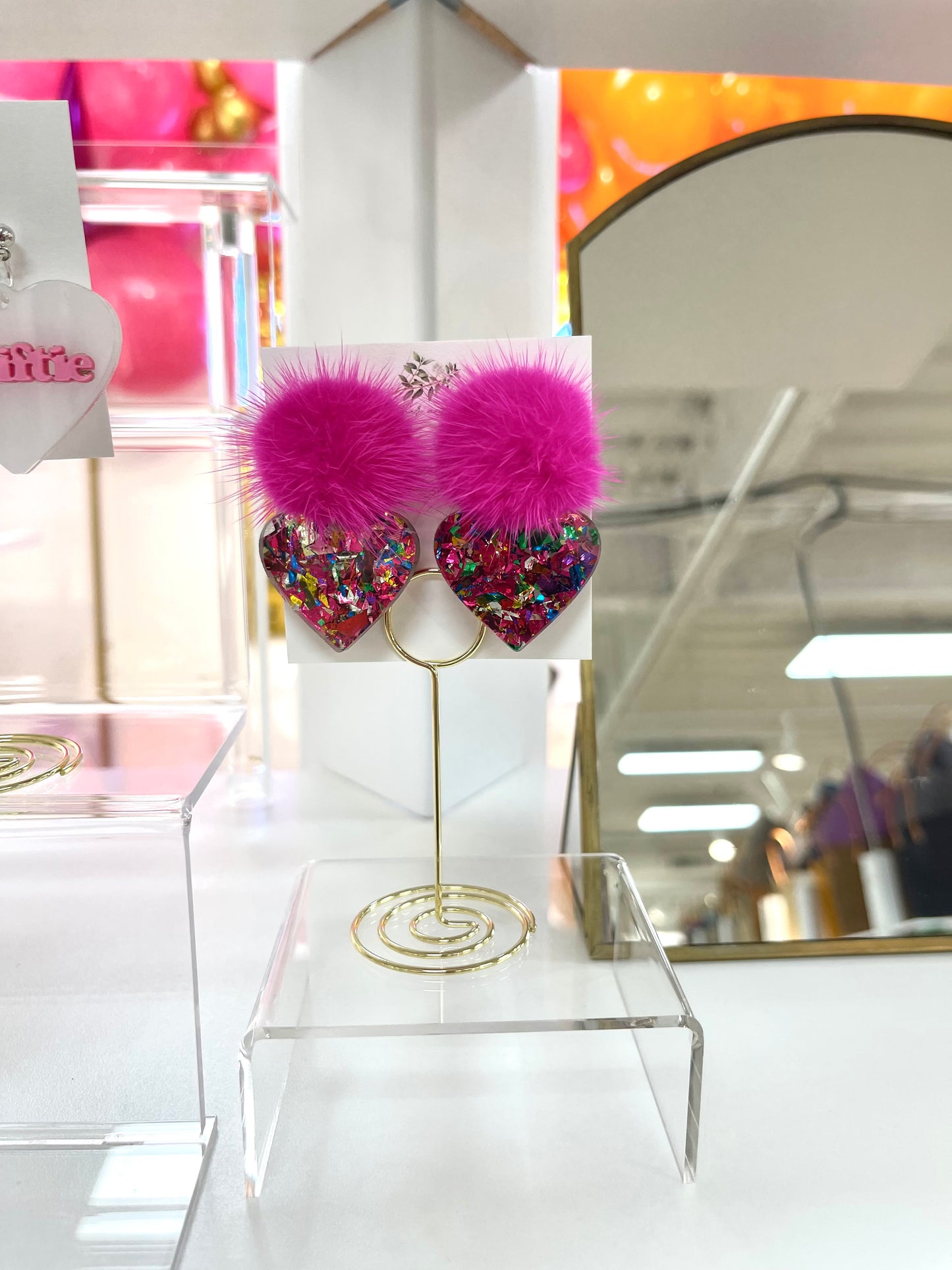 Pom Heart Earrings