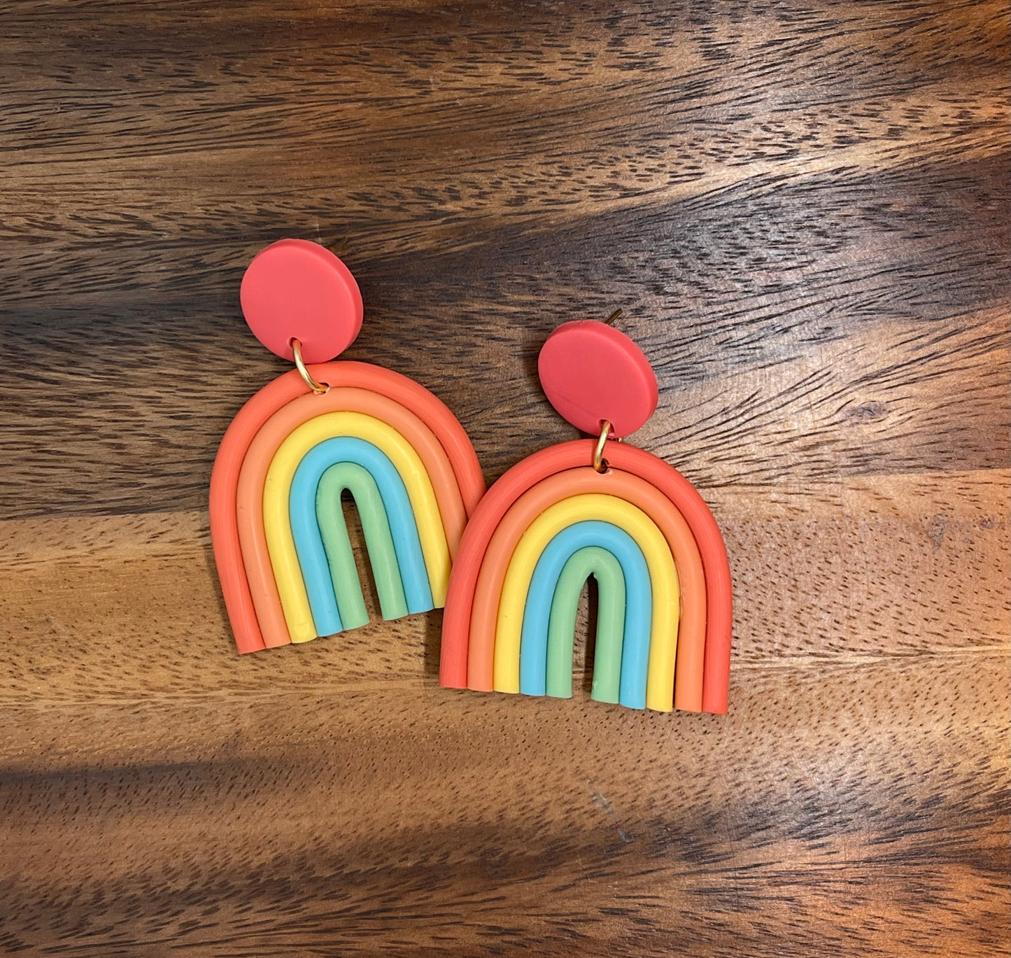 Clay polymer rainbow earrings